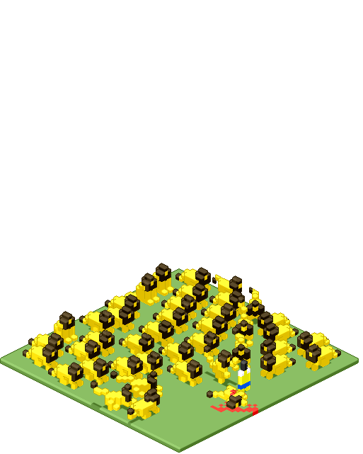 Spongebob at a face off with 100 other lions, with 1 abstractn't
