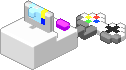 Super Nintendo Entertainment System with a controller attached