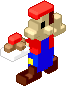 mario jumping with a food in hand and disintegrating