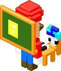 mario teaching a blue mushroom about a question mark block
