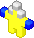 a yellow thing with grey and blue things