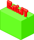 green block with a red thing on it
