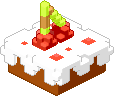 cake with a  cherry  or a really small apple
