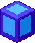 Light blue cube with normal blue outline. 6x6x6.